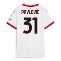 Camiseta AC Milan Strahinja Pavlovic #31 Segunda Equipación Replica 2024-25 para mujer mangas cortas